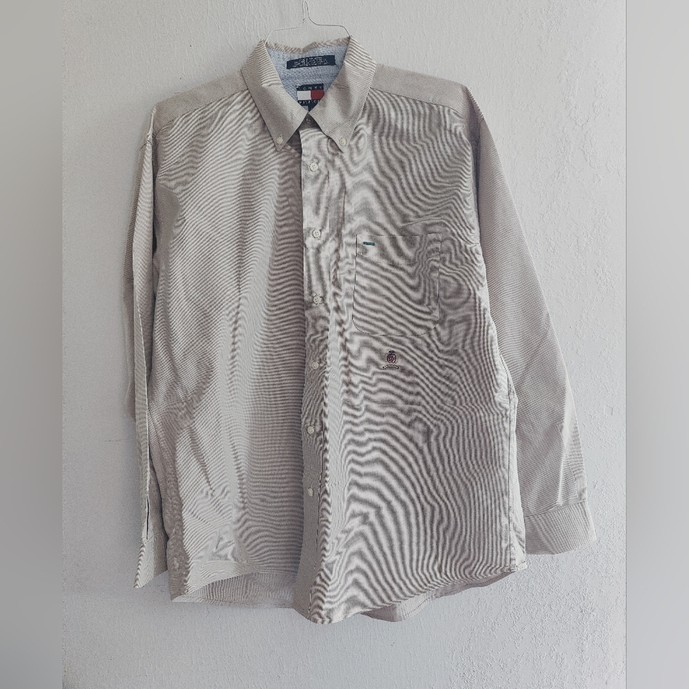 Tommy Hilfiger Men's Beige Striped Longsleeve Shirt